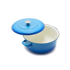 Merten & Storck European Crafted Enameled Iron, Round 7QT Dutch Oven Casserole with Lid, Caribbean Blue