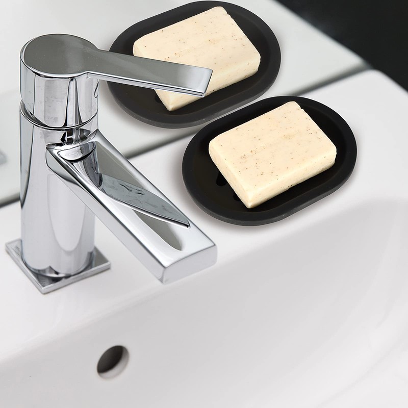 Qudubuy 2-Pack Plastic Soap Holders with Drip Tray, Double Layer