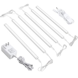 ASOKO Dimmable Led Under Cabinet Lighting for Kitchen - 6 Pcs 12 inches Linkable Led Counter Light Bars, Led Closet Light Daylight White 4000K,DC12V 1800Lumens,18W Led Shelf Lighting (UL Plug)