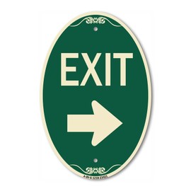 SignMission Designer Oval Series Sign - Parking Lot Sign Exit Sign (Right Arrow) | Green & Tan 12" X 18" Heavy-Gauge Aluminum Architectural Sign | Commercial Grade | Made in The USA
