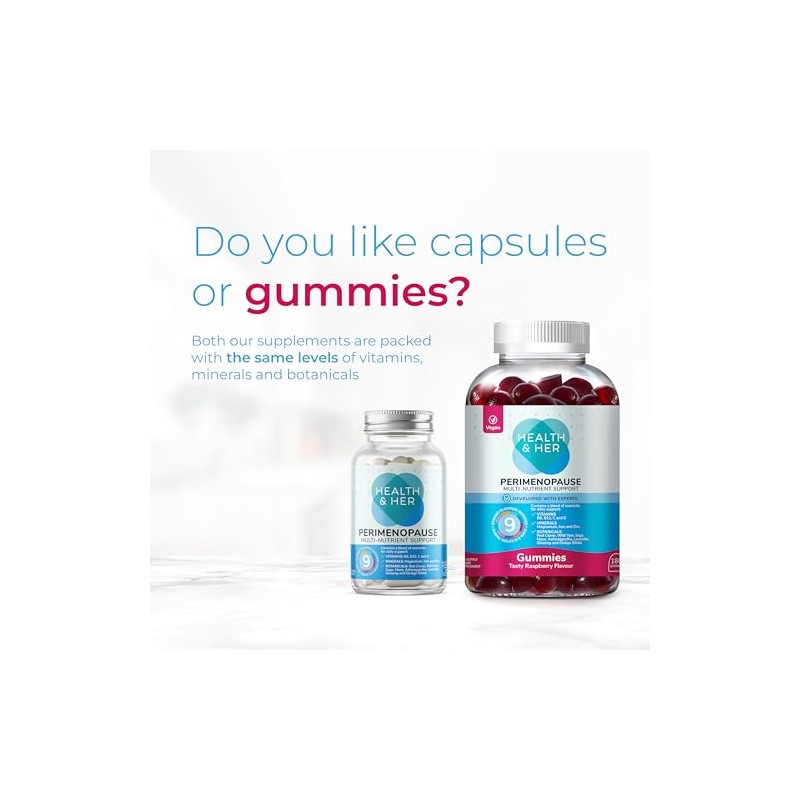 Health & Her Perimenopause Raspberry Gummies, Vegan, 30 Day Supply