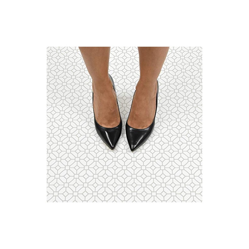 FloorPops FP2946 Lattice Peel Stick Floor Tiles, White & Off-White