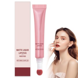 Liquid Lip Gloss, Matte Waterproof Durable Waterproof Matte Lip Tint, Glitter Liquid Lipstick Lip Gloss for Girls Women Birthday Gift (Rose Red)