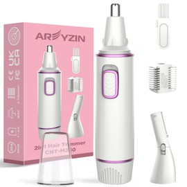 AREYZIN Nose Hair Trimmer for Women 2 in 1 Painless Eyebrow Trimmer and Nose Trimmer Facial Hair Removal Nasal Hair Clippers Professional, Waterproof, Dual-Edge Blade