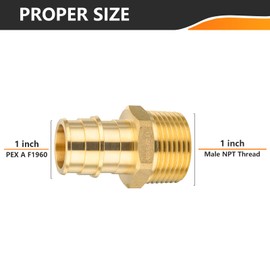 5-Pack HeSun PEX-A Fitting, Expansion 1-Inch Male Thread Adapter,1" Male NPT x 1" PEX-A,ASTM F1960(PEX1960019-5)