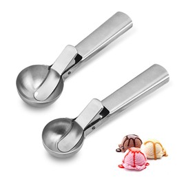 GIDWRIY 2 Stück Eisportionierer Edelstahl,EislöFfel Portionierer,Eiskugelformer,Ice Cream Scoop,Cookie Scoop Set,Keksportionierer,SpeiseeislöFfel,EiscremelöFfel,Eiskugelzange,Keksschaufel für Melone