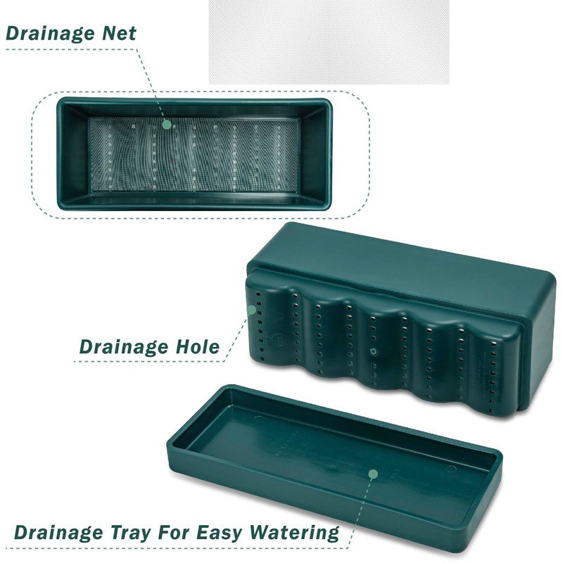 D'vine Dev 12 Inch Window Box Planter, Rectangle Plastic Herb