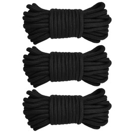 TIMESETL Cotton Rope Diameter 8 mm Cotton Cord 10 m Soft Cotton Knot Tie Rope Twisted Mooring Rope Made of Cotton, 3 - 10 m on a Roll Black