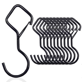 JIANGBINGREN 10 PCS Metal Hanging Hooks with Safety Buckle, Heavy Duty S-Shaped Hook for Hanging Plants, Lights, Kitchenware, Pans, Pots, Utensils, Clothes, Towels