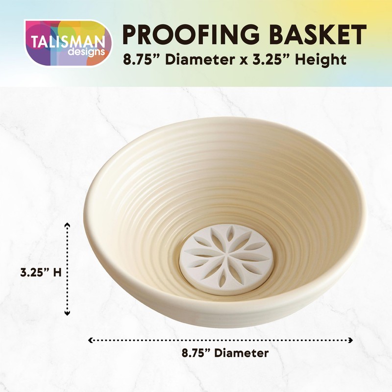 Talisman Designs Bread Proofing Basket with Decorating Embosser, 9 inch,