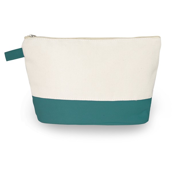 Leisureland Cotton Canvas Two-Tone Cosmetic Bag Make Up Clutch Bag