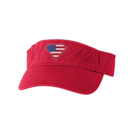 One Size Red Visor Super Flag Diamond USA Patriotic Embroidered Visor Dad Hat