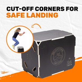 Plyo Box [Bells of Steel] Plyometric Box, 3-in-1, Anti-Slip, Wooden Step up Box for Workout, Jumps, Squats, Step-Ups, Knee-ups - 20in x 18in x 16in