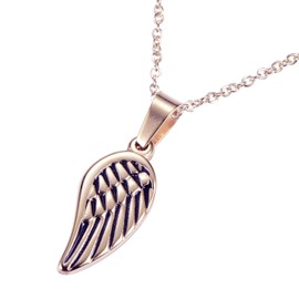 Morella Women's Necklace with Pendant Angel Wing Rose Golden Stainless Steel in Velvet Bag