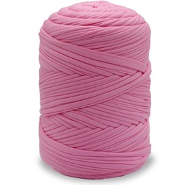 NOTIONSLAND 400g T Shirt Yarn Knitting Yarn Fabric Crochet Yarn for Bag Basket Blanket Home Decoration - Peach Powder Plain Yarns