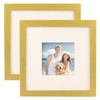 TOFOREVO Picture Frames 8x8 Set of 2 Distressed Gold Wood