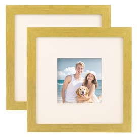 TOFOREVO Picture Frames 8x8 Set of 2 Distressed Gold Wood Grain Photo Frame for Gallery Wall Mounting or Tabletop Display