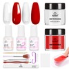 beetles Dip Powder Nail Kit Starter, Clear Red Dipping Powder
