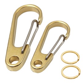 Free Eagle Carabiner Clip, Key Carabiner Keychain Hook, Climbing Backpack Camping Small Hooks, 1.9" & 2.3" for Belt, 2 Pcs Metal Brass Carabiner Locking and Stainless Spring Snap with Keyring
