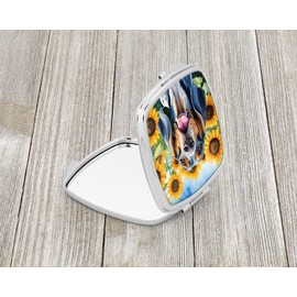 Caroline's Treasures American English Coonhound in Sunflowers Compact Mirror Decorative Travel Makeup Mirror for Women Girls Gifts Pocket Makeup Mirror Folding Handheld