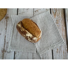 Eight Owls Stonewashed Linen Kitchen Dish Towels - 20 x 27 inch – 100% Pure Linen Tea Towel/Hand Towel - Set of 2 (Grey Stripe)