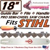 For STIHL COPPERHEAD 18" BAR, PRO SAW CHAIN & FILE