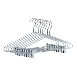 Quality Metal Pant/Skirt Blouse Hanger 10-Pack, Heavy-Duty Skirt Hangers with Clips, Adjustable Clip Pants Hanger, Chrome (Chrome, 10)