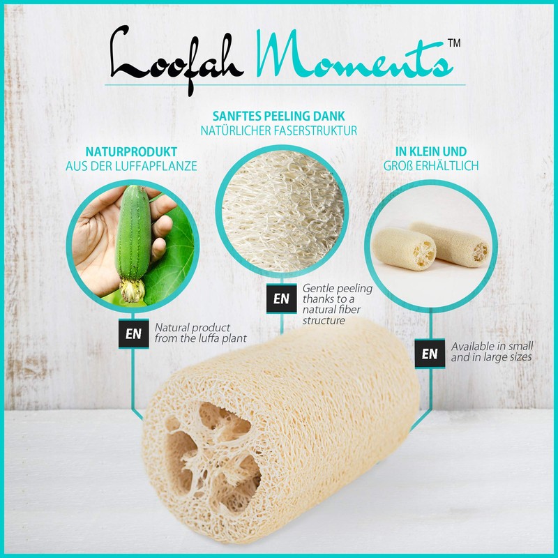 Loofah Moments Loofah Sponge, Plastic-Free & Unbleached, Natural Sponge Made