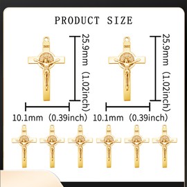 MESARCH 60 Pieces Metal Catholic St. Benedict Jesus Cross Charms Plastic Rosary INRI Crucifix Pendants for Diy Necklace Keychain Jewelry Making Supplies (Antique Gold -1)