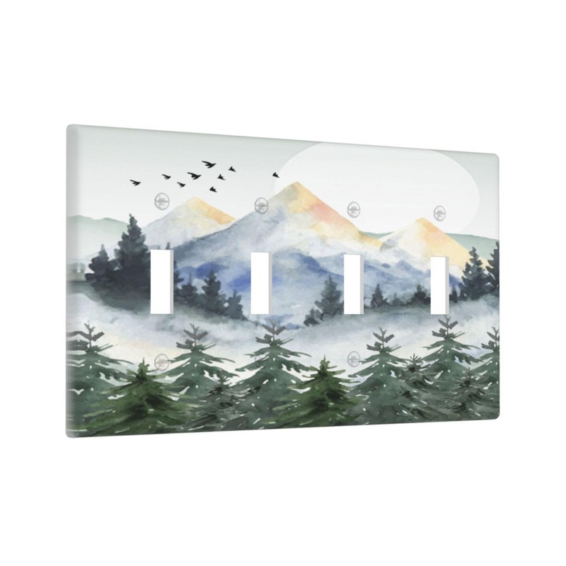 Tree Forest Mountain Quad Toggle Light Switch Plate Cover 4