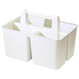 Shower Caddy Organizer with Handle, 3 Compartments, Portable Storage Bin for Bathroom, Dorm, Gym -Made In USA (Ivory)
