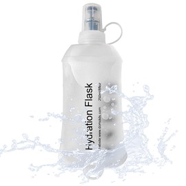 J.CARP 250ml Soft Flask Running Water Bottles, TPU Foldable Running Hydration Flask for Hydration Pack Cycling Hiking Climbing Outdoors Motorbike White