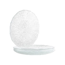 Vikko Salad Plate, Set of 4 Glass Plates, 8.5 Inch Dessert, Salad, Appetizer Plate, Elegant Textured Glass Design, Stackable Plates, Dishwasher Safe