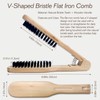 Professional Hair Straightening Comb, Double Brush Wooden Salon Hairdressing Anti-static