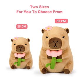 shownicer Plush Toy Capybara Cuddly Toy Stuffed Toy Kawaii Capybara Plush Cushion Toy Throw Pillow Gift for Children Girls 3+ Years (Flower, 30 cm)