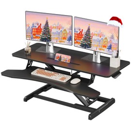 JYLH JOYSEEKER 38" Standing Desk Converter, Height Adjustable Sit Stand Desk Riser, Desktop Standing Desk for Two Monitors, Sit to Stand up Computer Workstation for Home Office, Black