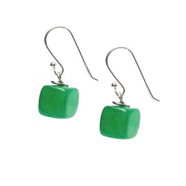 TreasureBay Handmade Natural Gemstone Dangle Drop Earrings For Women Girls Made with 925 Sterling Silver Hook (Green Aventurine)