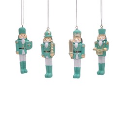 Teal Colored Soldier Nutcracker Ornaments, Festive Hanging Nutcracker Ornaments, Holiday Decor, Nutcracker Ornament Gift Set, Set of 4 Assorted, 4 Inches