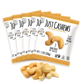 Roastery Coast - Just Cashews Unsalted | Individually wrapped snack (1 Oz each) | Whole Unsalted Cashews | Non-GMO, Gluten Free, Kosher | Cashew Nuts | Gourmet Snack | 48 Packs