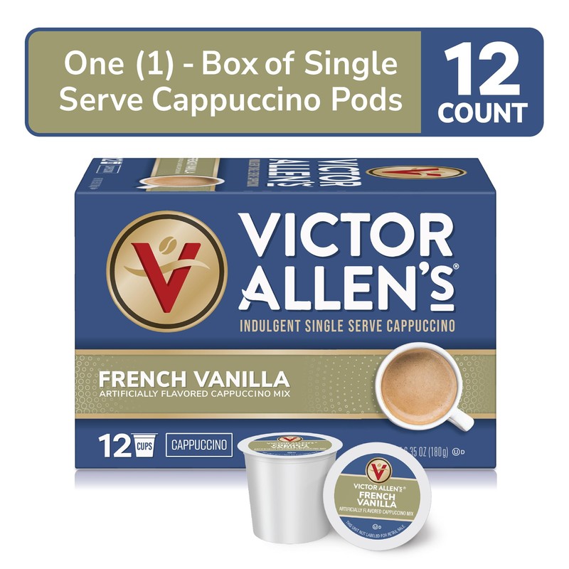Victor Allen's Coffee French Vanilla Cappuccino, 12 Count, Single Serve