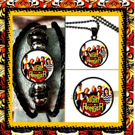 NIGHT RANGER DON’T LET UP TOUR SET BRACELET NECKLACE PIN