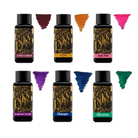Diamine Fountain Pen Ink 30ml - Color Wheel - 6 x Bottles - Writers Blood, Sepia, Imperial Purple, Midnight, Hope Pink, Ultra Green