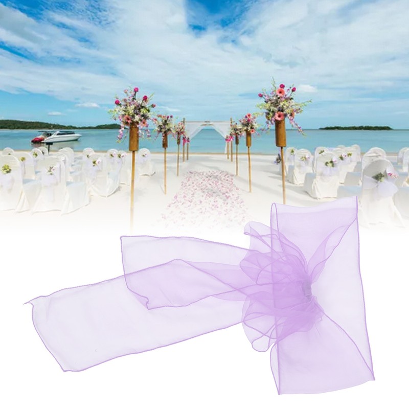 10Pcs Organza Banquet Chair Sash Exquisite Chair Bows Sashes for