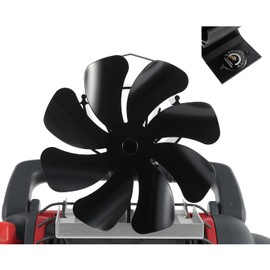 VODA Heat Powered Stove Fan 8 Blades for Propane Buddy Heater (Included Bracket) with Thermometer, Wood Stove Fans Non Electric Fireplace Fan Thermal Fan for Wood Burning Stoves