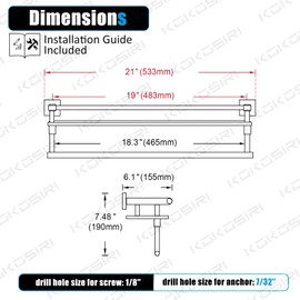 KOKOSIRI Bathroom Shelves with Towel Holder Rustproof 20'' Bathroom Tempered Glass Shelf with Rails Wall Mounted Stainless Steel, Polished Chrome Finish, B1103CH-L20