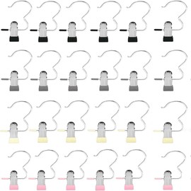 Walquicks 24 Pcs Stainless Steel Boot Hanger Clips, Heavy Duty Non-Slip Laundry Hooks for Boots, Shoes, Hats & Scarves, Multi-Functional Portable Hanging Clips for Closet, Dorm, Travel Accessory