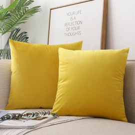 Aeuihmebg Set of 4 Soft Velvet Cushion Covers 45 x 45cm Square Home Decorative Throw Pillow Cases for Car Couch Sofa Bedroom Living Room 18x 18 inch, Yellow/Orange/Pink/Blue