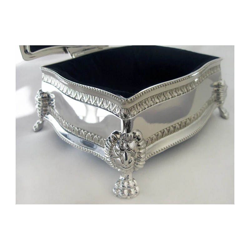 Elegance Silver Plated Square Victorian Jewelry Box
