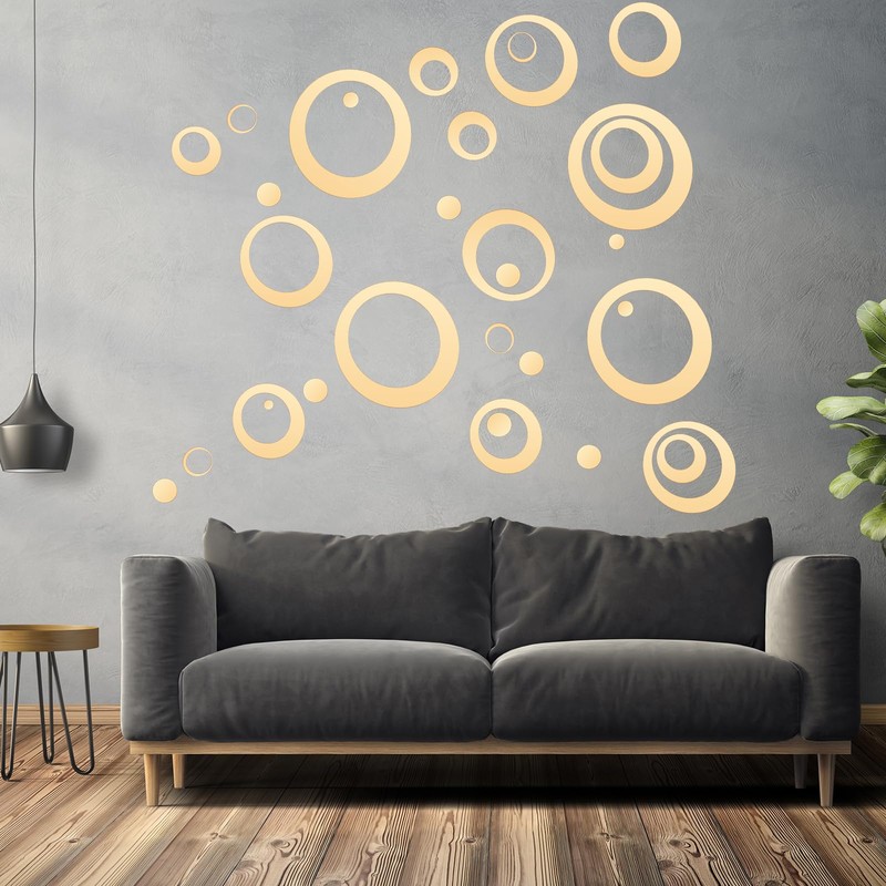 32 Pieces Removable Circle Wall Mirror Sticker Round Decal Acrylic