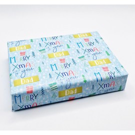 4 Sheets 4 Tags Merry Xmas To You Dad Wrapping paper Christmas Blue Family Relation Giftwrap (PA)